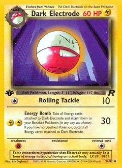 Dark Electrode Pokémon card, number 34