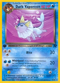 Dark Vaporeon Pokémon card, number 45