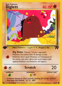 Diglett Pokémon card, number 52