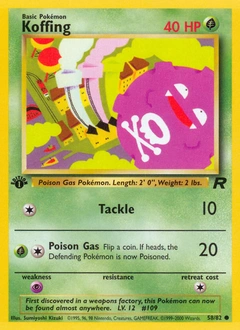 Koffing Pokémon card, number 58