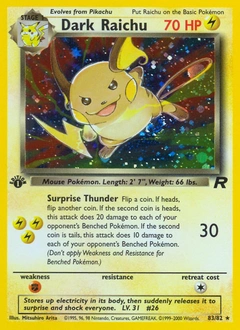 Dark Raichu Pokémon card, number 83