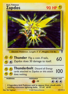 Zapdos Pokémon card, number 19