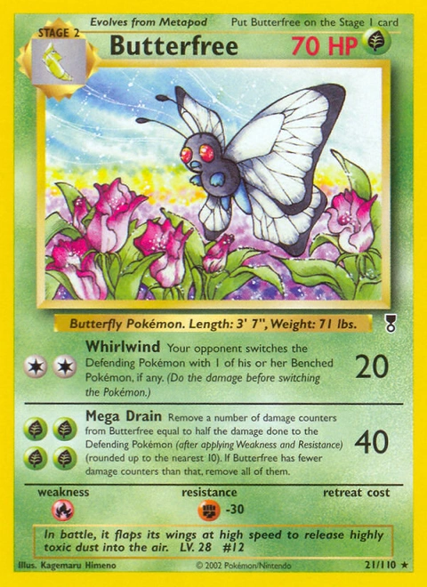 Butterfree Pokémon card from Legendary Collection, number 21 (Unlimited print)