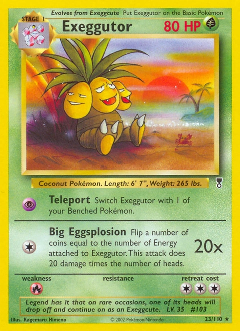 Exeggutor Pokémon card from Legendary Collection, number 23 (Unlimited print)