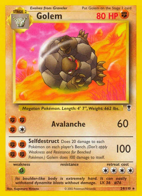 Golem Pokémon card from Legendary Collection, number 24 (Unlimited print)