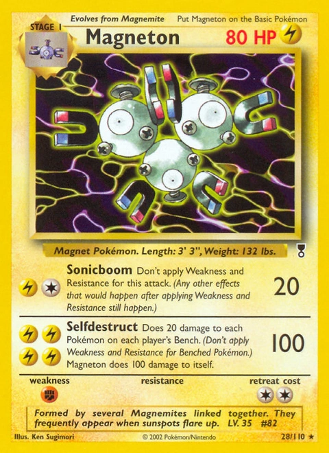 Magneton Pokémon card from Legendary Collection, number 28 (Unlimited print)