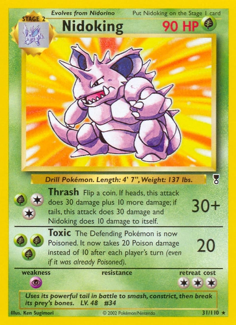 Nidoking Pokémon card from Legendary Collection, number 31 (Unlimited print)