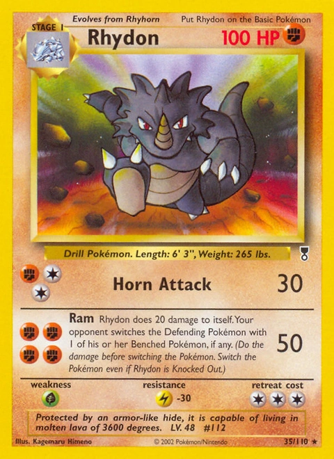 Rhydon Pokémon card from Legendary Collection, number 35 (Unlimited print)