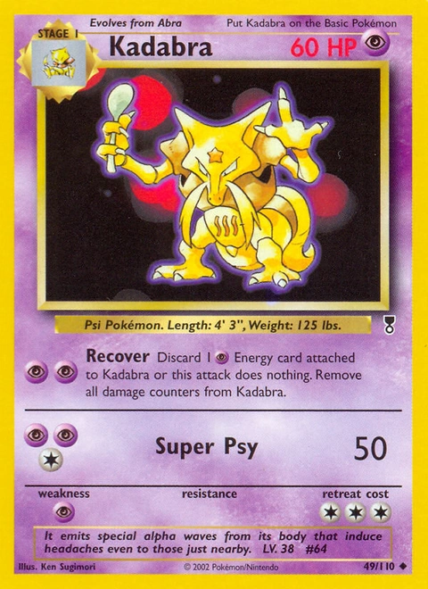 Kadabra Pokémon card from Legendary Collection, number 49 (Unlimited print)