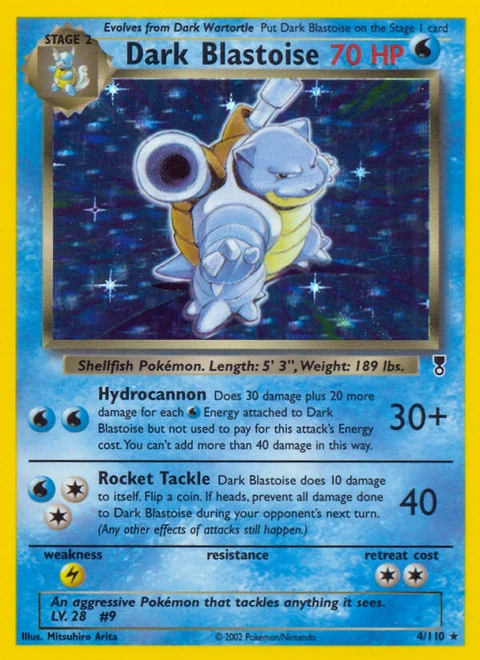 Dark Blastoise Pokémon card from Legendary Collection, number 4 (Non Holo (deck exclusive) print)