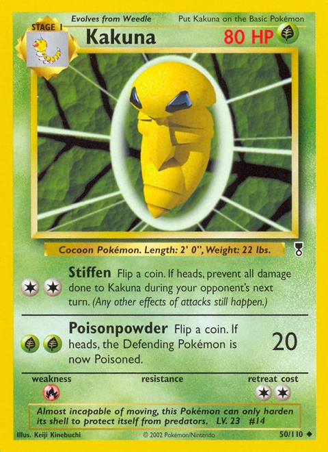 Kakuna Pokémon card from Legendary Collection, number 50 (Unlimited print)