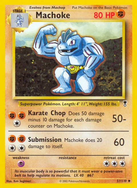 Machoke Pokémon card from Legendary Collection, number 51 (Unlimited print)