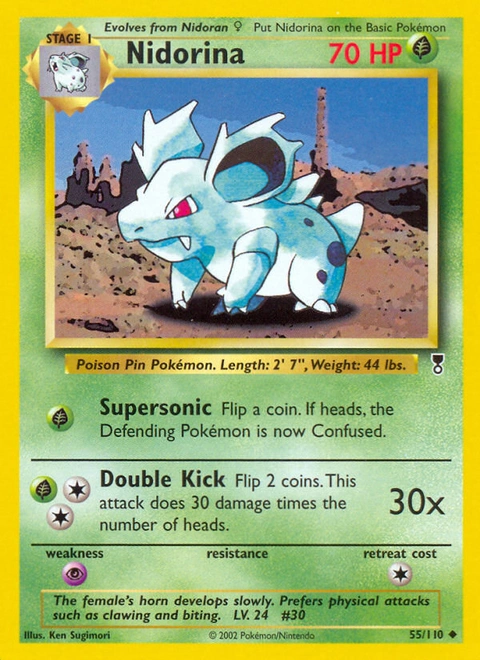 Nidorina Pokémon card from Legendary Collection, number 55 (Unlimited print)