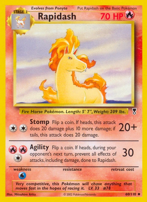 Rapidash Pokémon card from Legendary Collection, number 60 (Unlimited print)