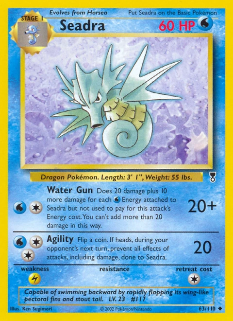 Seadra Pokémon card from Legendary Collection, number 63 (Unlimited print)