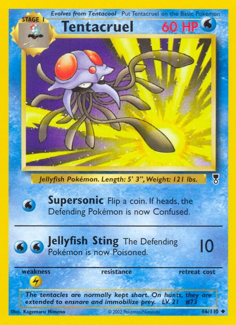 Tentacruel Pokémon card from Legendary Collection, number 66 (Unlimited print)