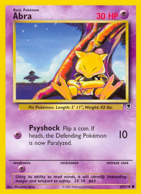 Abra Pokémon card from Legendary Collection, number 67 (Unlimited print)