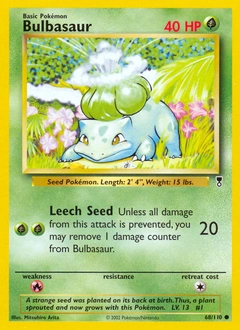 Bulbasaur Pokémon card, number 68