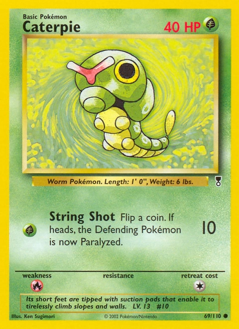 Caterpie Pokémon card from Legendary Collection, number 69 (Unlimited print)
