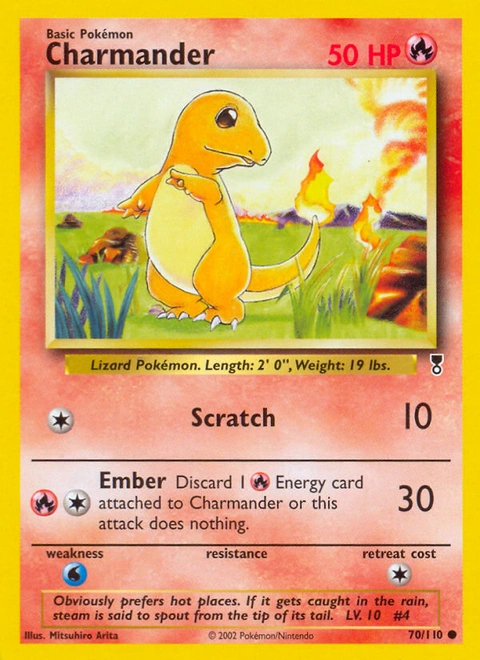 Charmander Pokémon card from Legendary Collection, number 70 (Unlimited print)