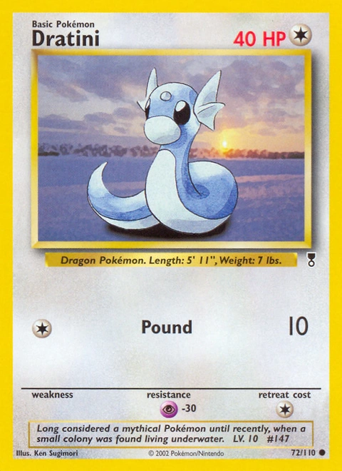Dratini Pokémon card from Legendary Collection, number 72 (Unlimited print)