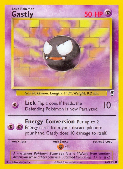 Gastly Pokémon card from Legendary Collection, number 76 (Unlimited print)