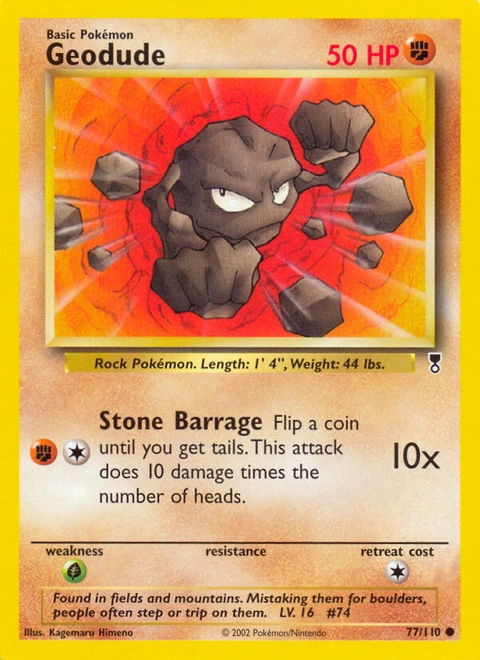 Geodude Pokémon card from Legendary Collection, number 77 (Unlimited print)