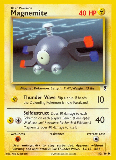 Magnemite Pokémon card from Legendary Collection, number 80 (Unlimited print)