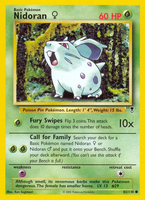 Nidoran ♀ Pokémon card from Legendary Collection, number 82 (Unlimited print)
