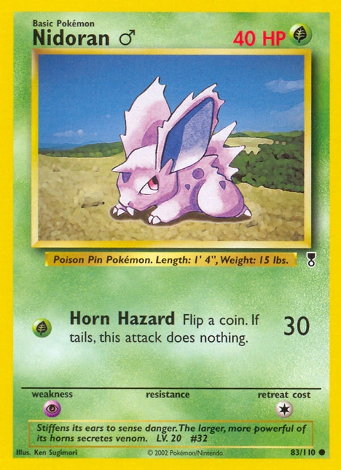 Nidoran ♂ Pokémon card from Legendary Collection, number 83 (Unlimited print)