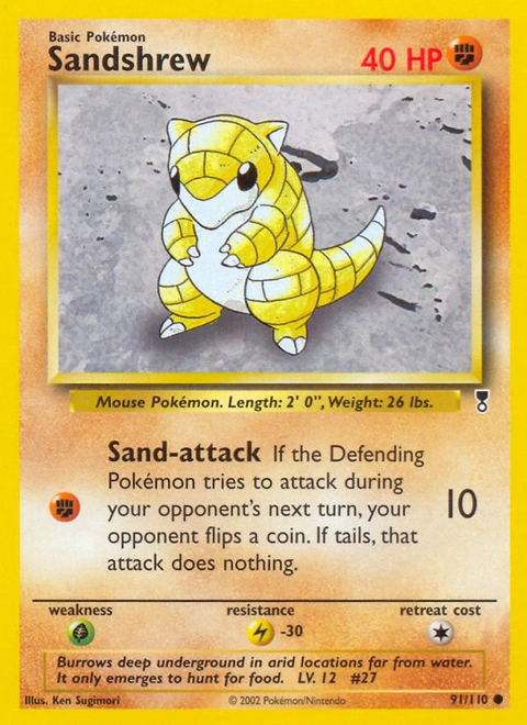 Sandshrew Pokémon card from Legendary Collection, number 91 (Unlimited print)