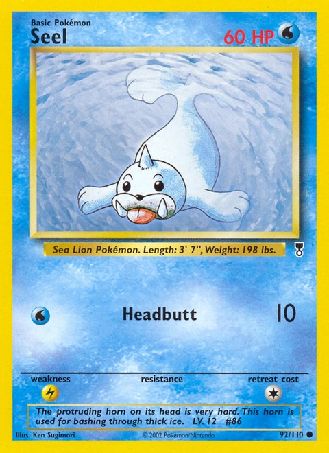 Seel Pokémon card from Legendary Collection, number 92 (Unlimited print)