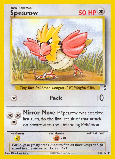 Spearow Pokémon card from Legendary Collection, number 94 (Unlimited print)