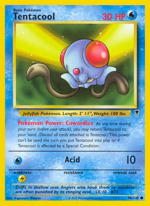 Tentacool Pokémon card from Legendary Collection, number 96 (Unlimited print)