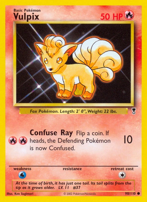 Vulpix Pokémon card from Legendary Collection, number 98 (Unlimited print)