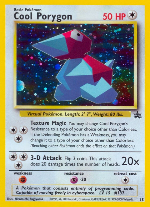 Cool Porygon Pokémon card from Wizards Black Star Promos, number 15 (Promo print)