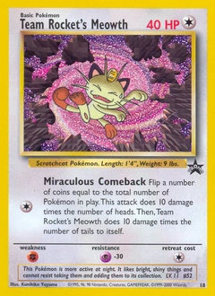 Team Rocket's Meowth Pokémon card, number 18