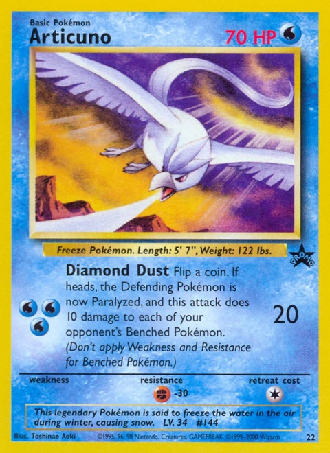 Articuno Pokémon card from Wizards Black Star Promos, number 22 (Promo print)
