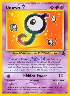 Unown [J] Pokémon card, number 38