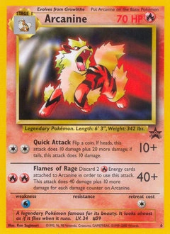 Arcanine Pokémon card, number 6