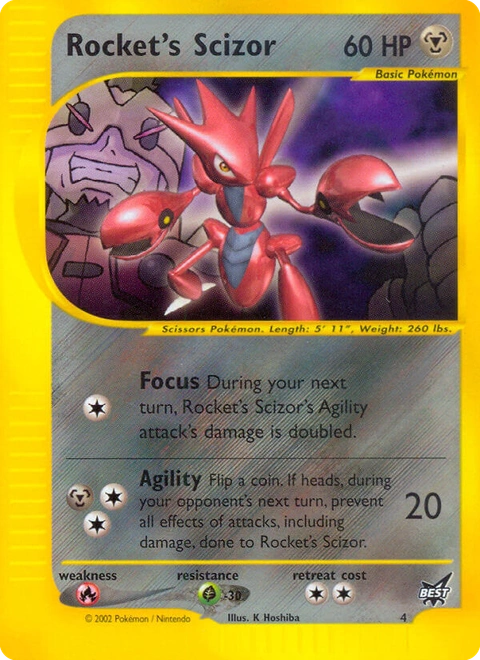 Rocket's Scizor Pokémon card from Best of Game, number 4 (Standard print)
