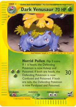 Dark Venusaur Pokémon card, number 7