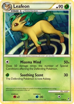 Leafeon Pokémon card, number 13