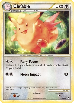 Clefable Pokémon card, number 1