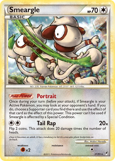 Smeargle Pokémon card from Call of Legends, number 21 (Holo print)