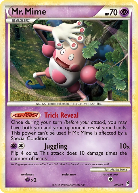 Mr. Mime Pokémon card from Call of Legends, number 29 (Standard print)