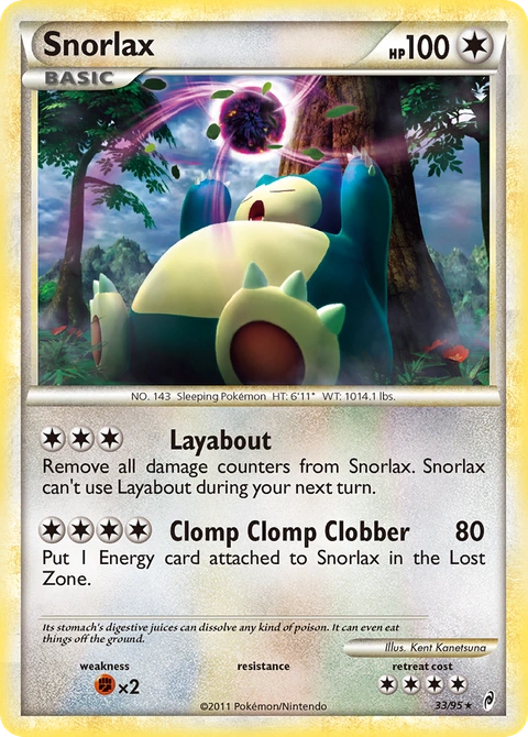 Snorlax Pokémon card from Call of Legends, number 33 (Standard print)