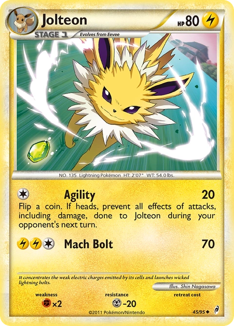 Jolteon Pokémon card from Call of Legends, number 45 (Standard print)