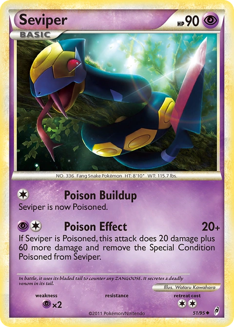 Seviper Pokémon card from Call of Legends, number 51 (Standard print)