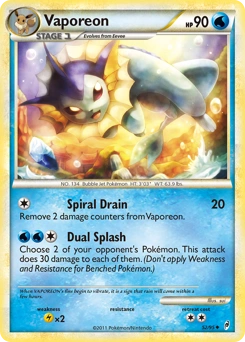 Vaporeon Pokémon card, number 52